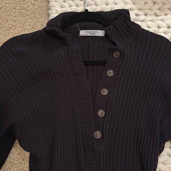 Black Ribbed Cotton Playsuit - Picture 2 of 5